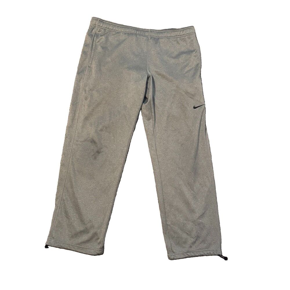 Nike Therma-FIT Men’s Gray Fleece Sweatpants L Pull On Straight Leg 30 Inseam